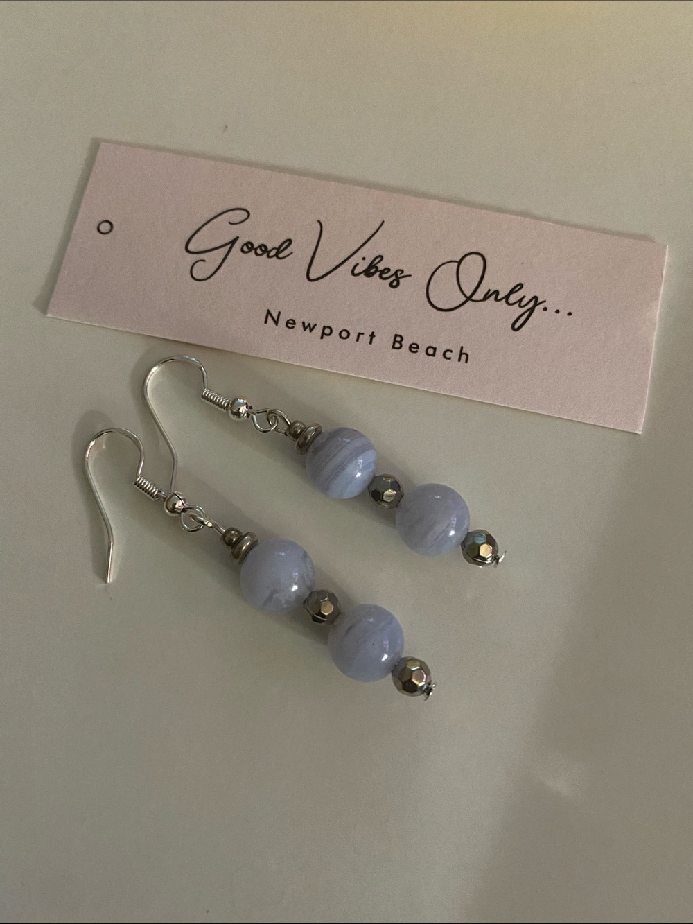 GOOD VIBES 😎 ONLY Blue Lace Agate Drop Earrings -
